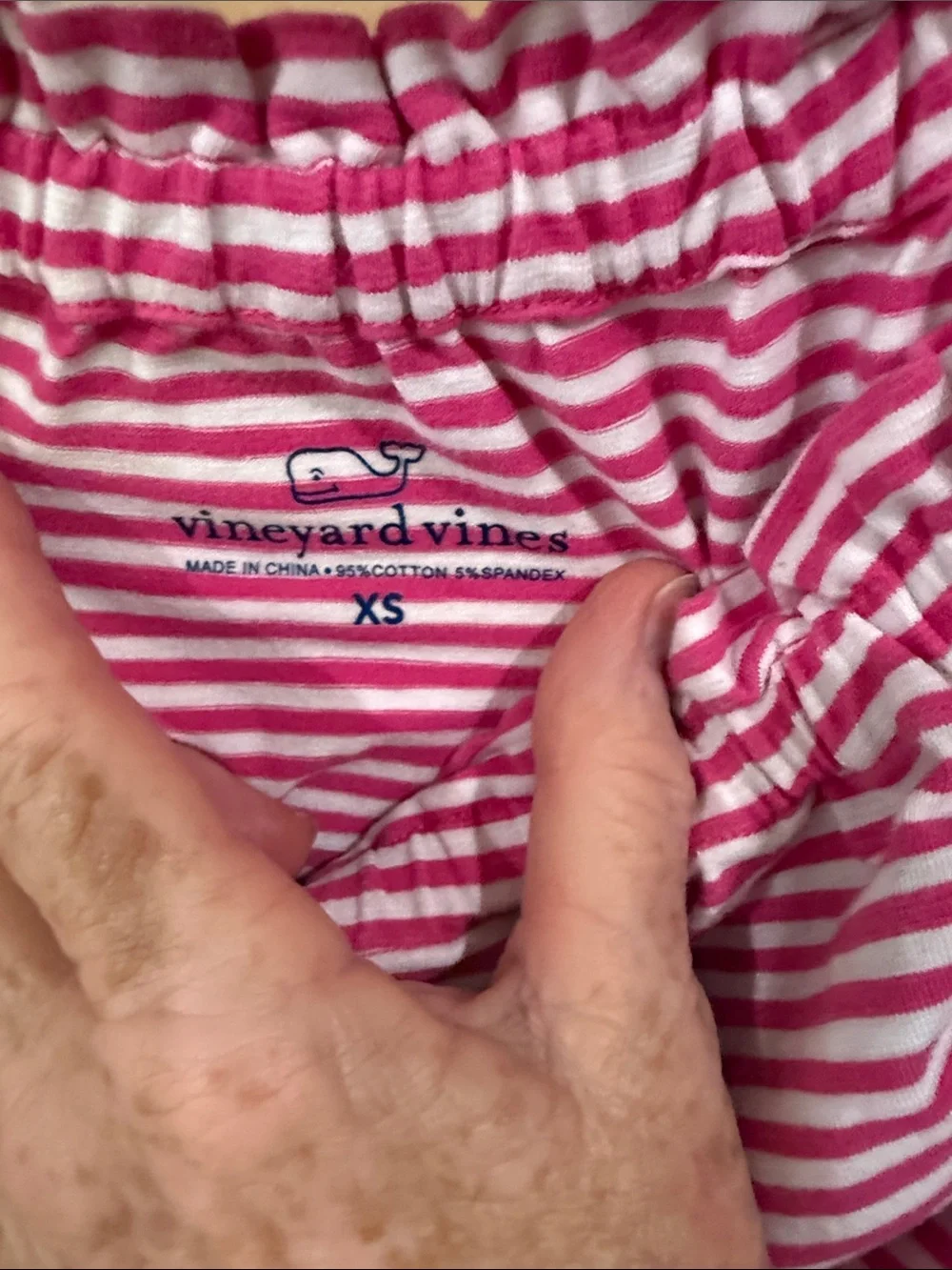 Vineyard Vines Pink and White Striped Off-Shoulder Tunic